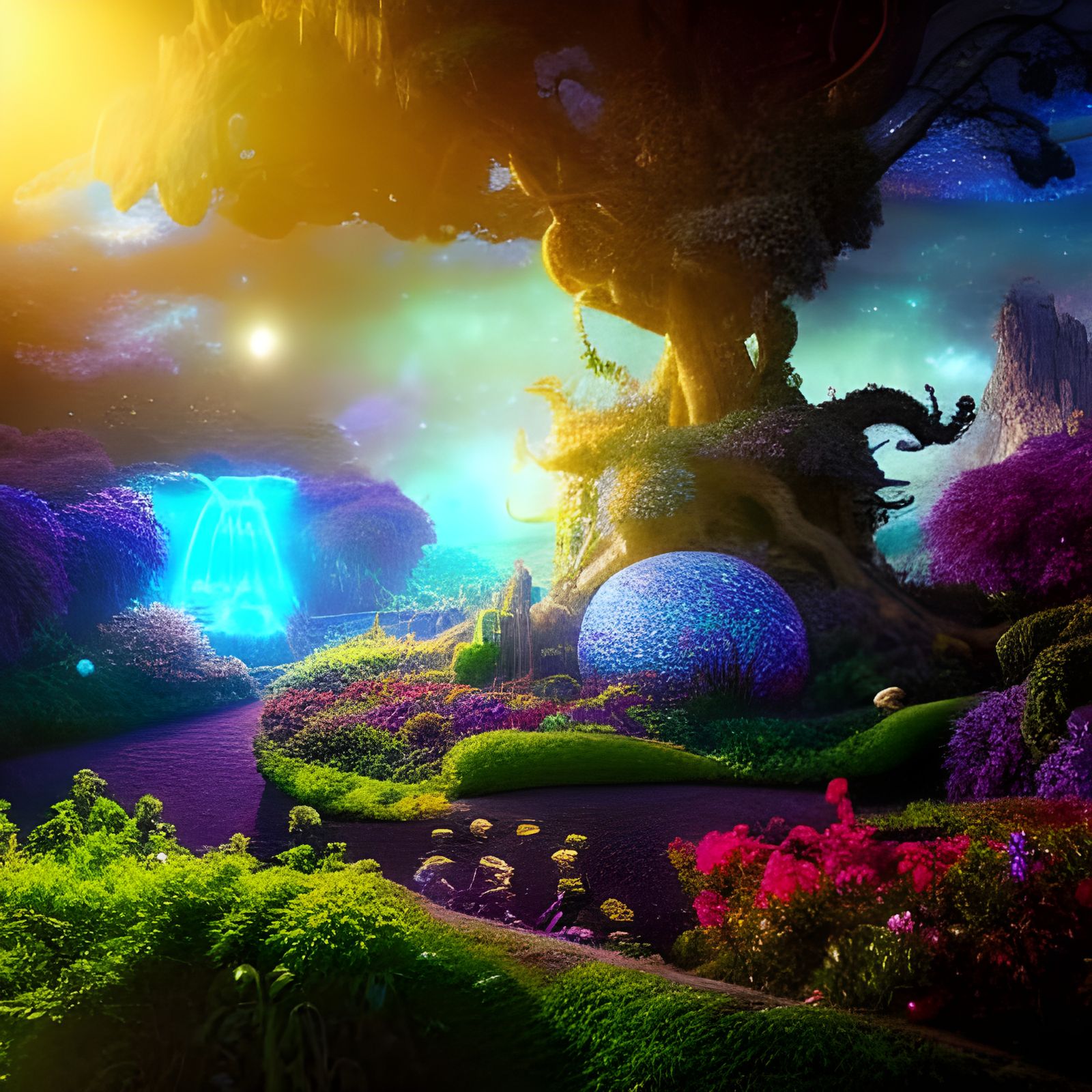 Cosmic Space Garden: Digital Matte Painting