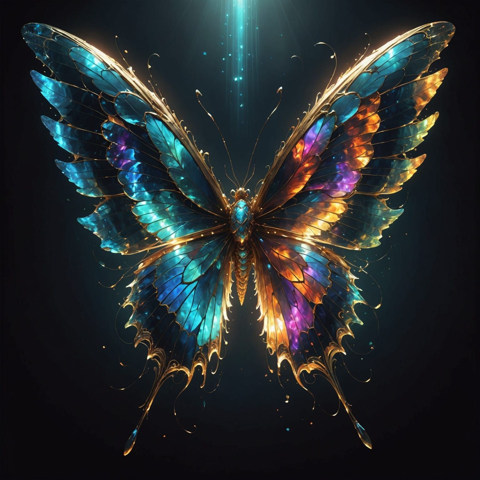 Ethereal Angelic Wings Unfold in Shimmering Light