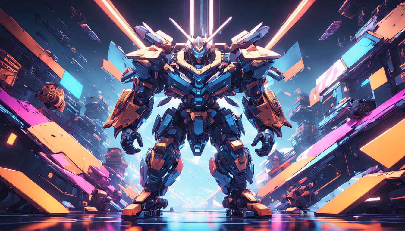 Vibrant Anime-Inspired Mecha Unit Dominates the Frame