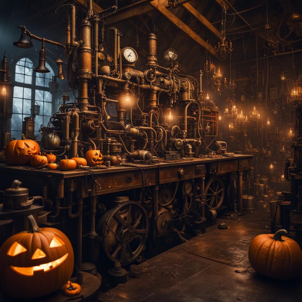 Steampunk Factory on Halloween: Digital Matte Painting