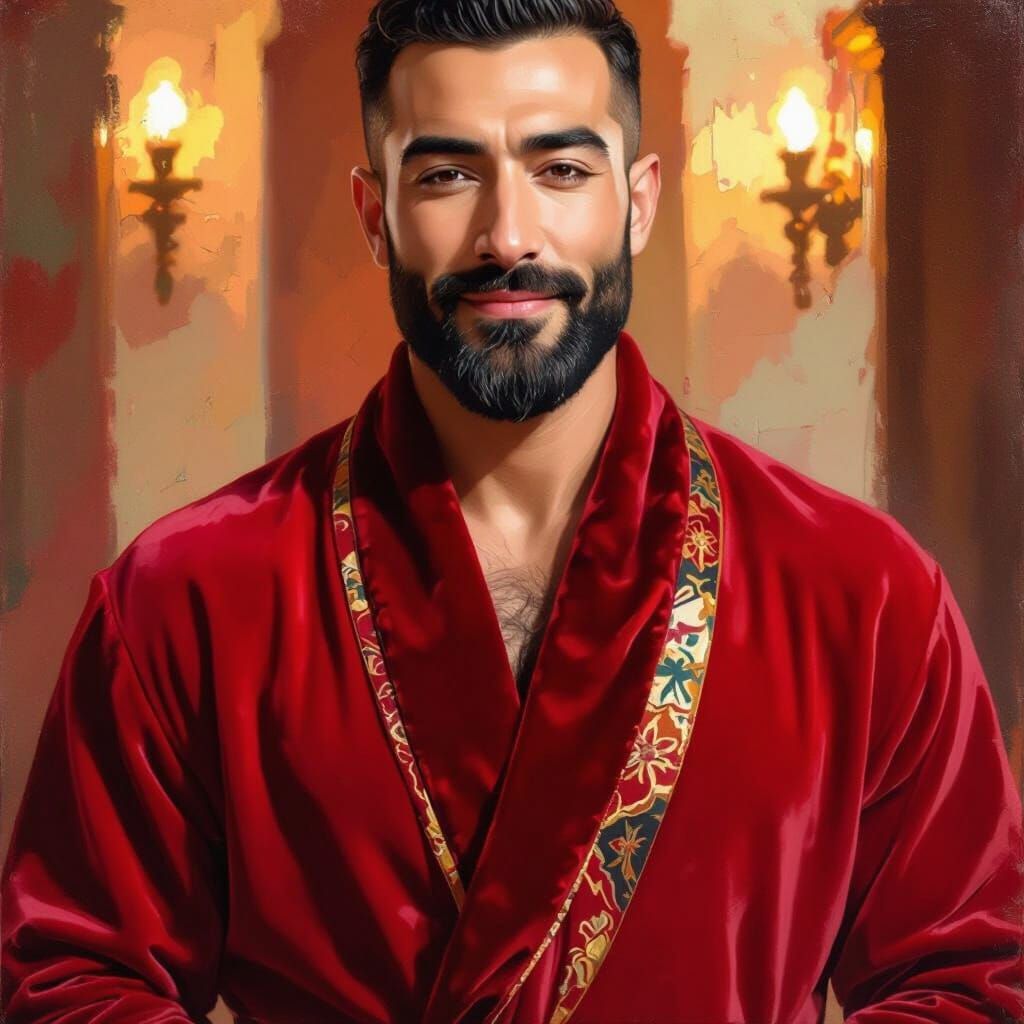 Handsome Man in Velvet Robe - Impressionist Portrait