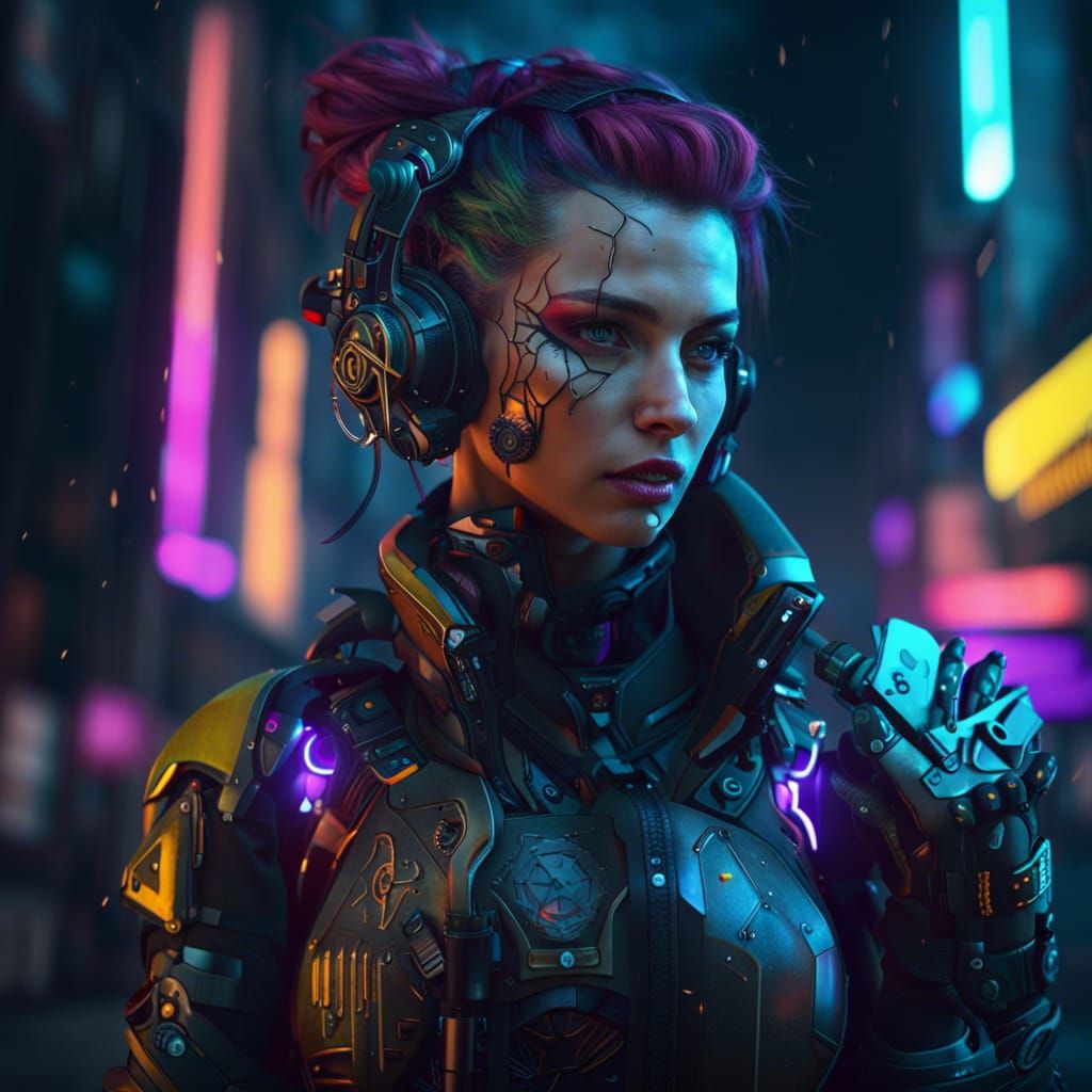 Cyberpunk Female in Detailed Matte Painting