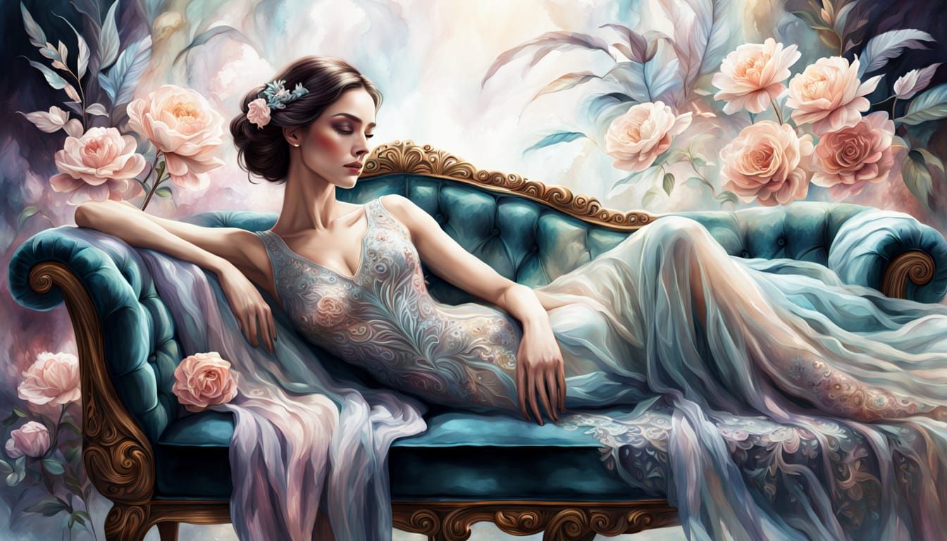 Ethereal Woman in Dreamy Landscape