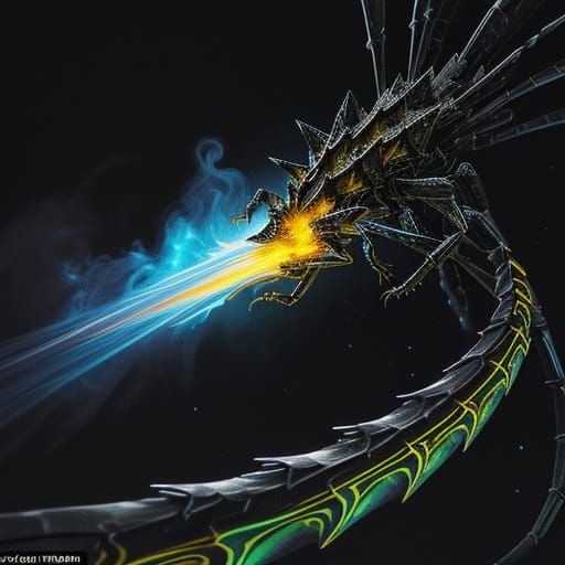 Scorpio Stinger Emerges From Smoke in Art Nouveau Style