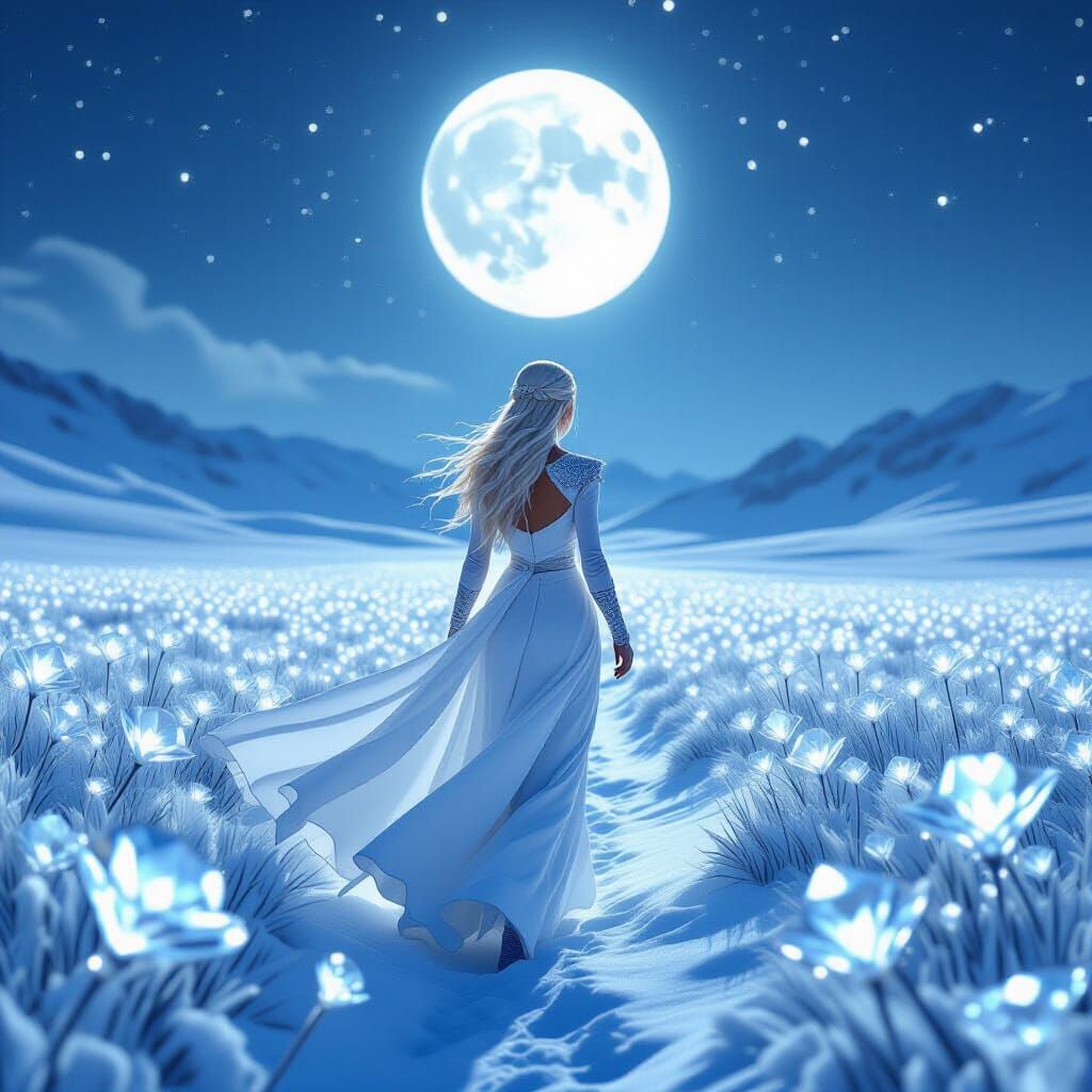 Snowy Diamond Field: A Digital Art Portrait