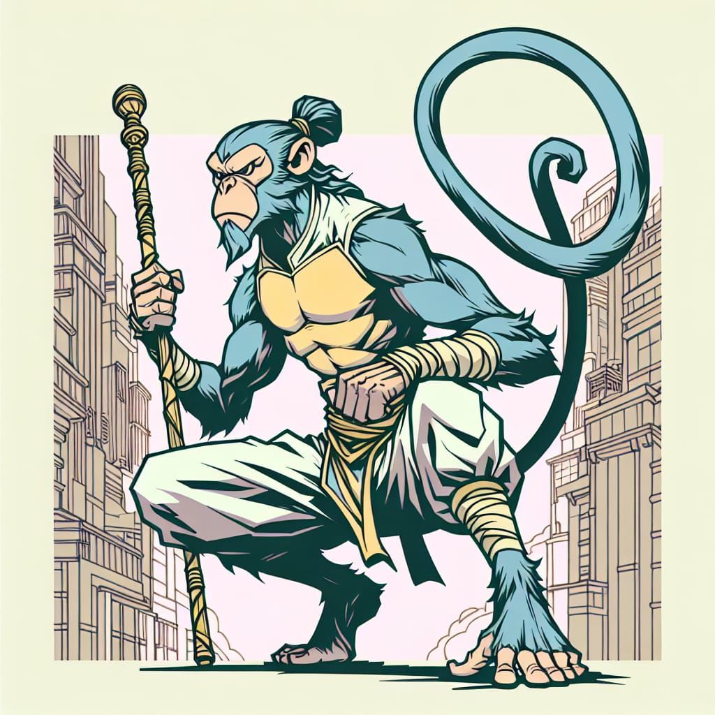 Cel-Shaded Monkey Hero in Urban Valor
