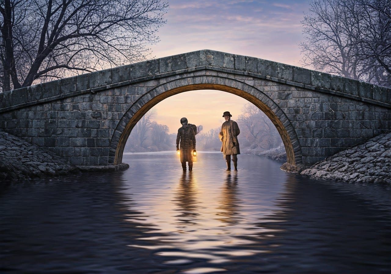 Surreal Bridge Landscape in Neo-Surrealist Style