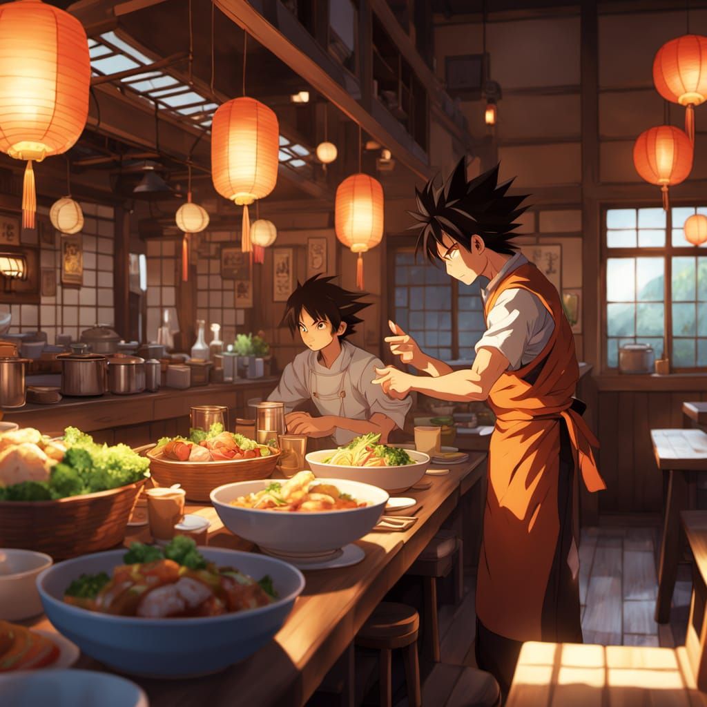 Goku Joins a Japanese Restaurant Kitchen in Cinematic Anime ...