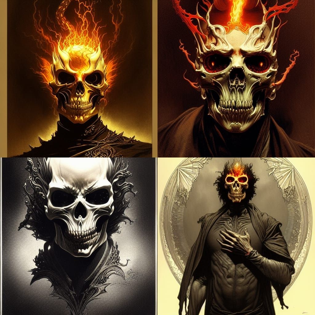 Sinister Ghost Rider Portrait in Hyperdetailed Style