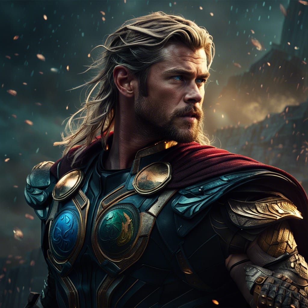 Thor Battles on Earth: Detailed Digital Art
