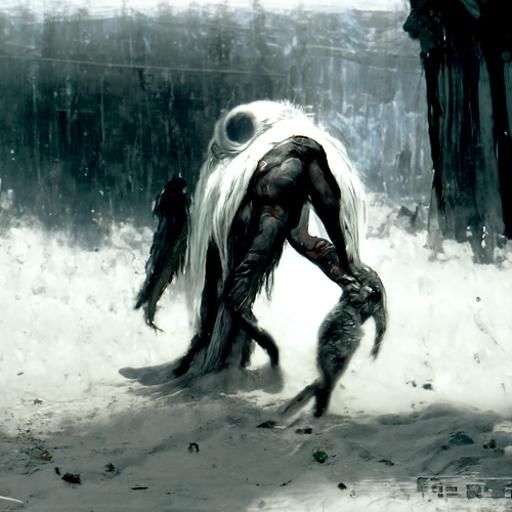 Horrific Male Kumiho Illustration in Gustave Doré Style