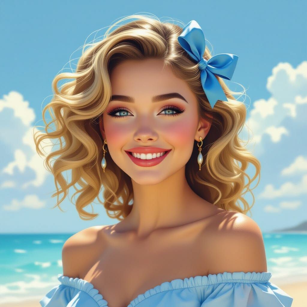Pin-Up Portrait of a Blonde Woman in Sunlight