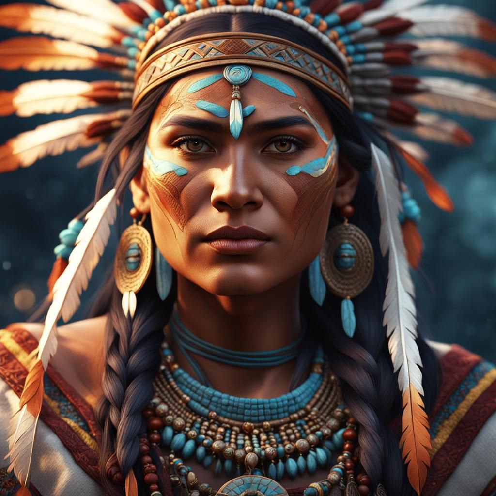 Native American Woman in Traditional Dress: Fantasy Art