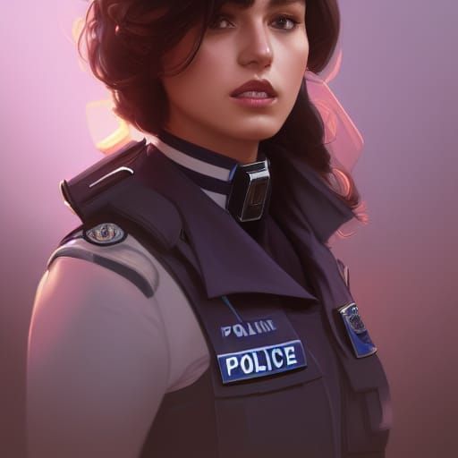 Detailed Portrait of a Police Woman in Splash Art Style