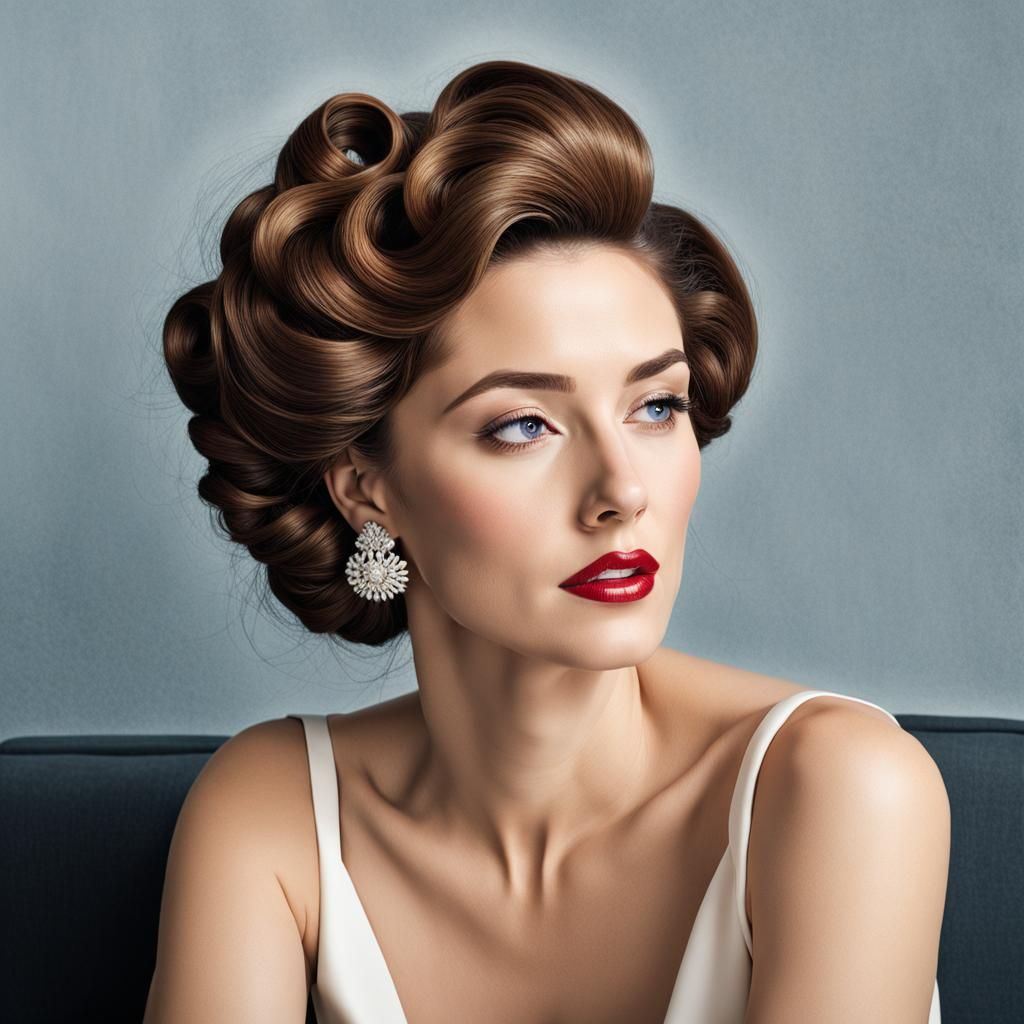 Voluptuous Beauty on Couch in Cubism Style