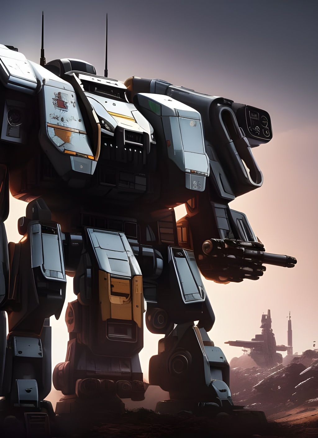 Hyperrealistic Mechwarrior in Polished Armor