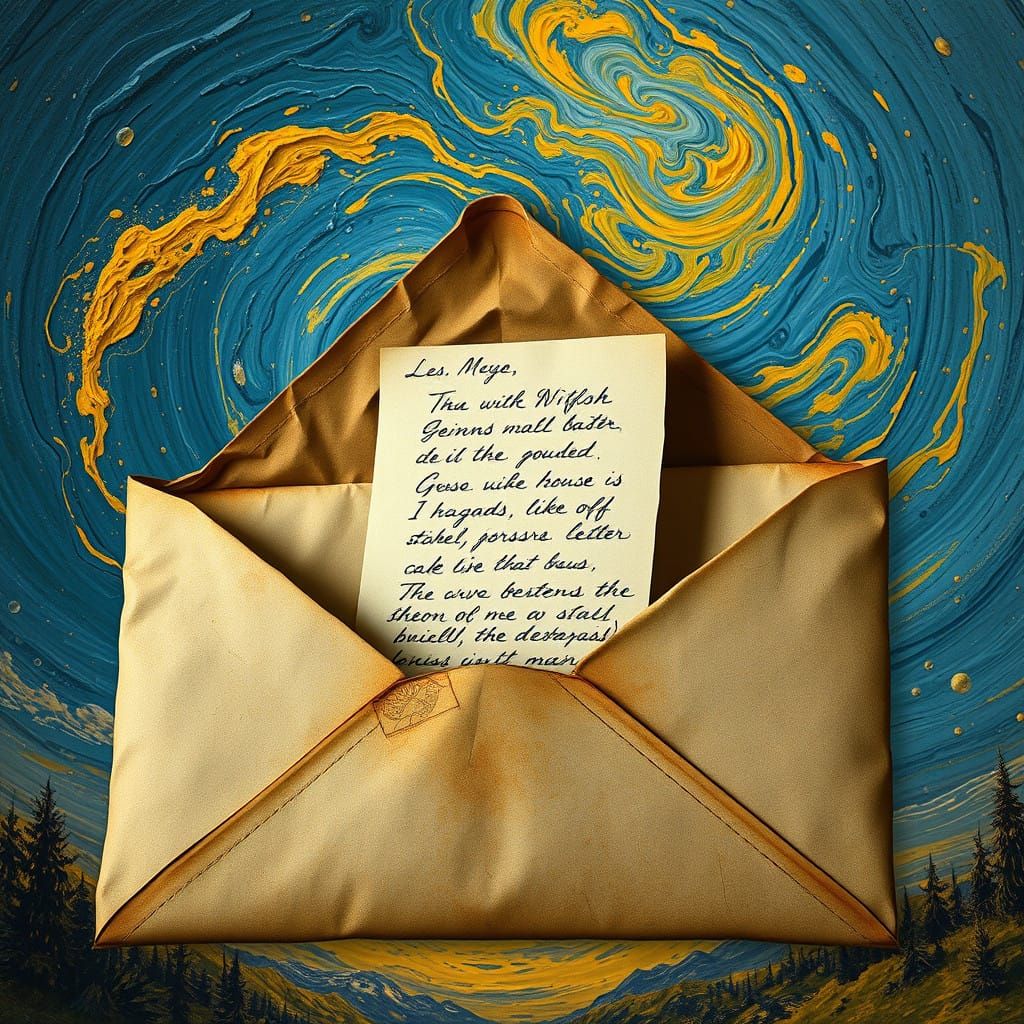 Dreamlike Scene of Envelope Sucking in Letter in Hyperreal S...