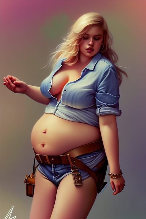 Beautiful Obese Russian Girl Portrait in Artgerm Style