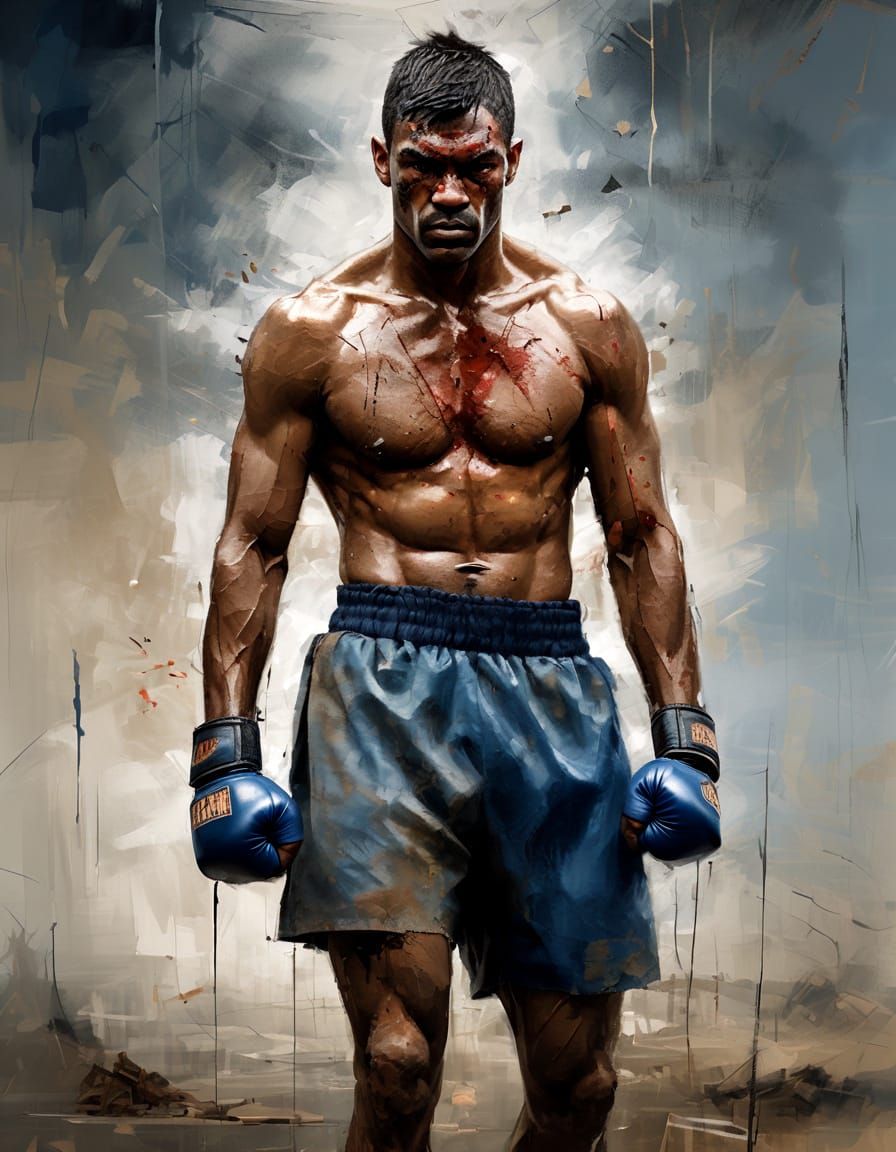Boxer's Portrait in Emotional Realism Style