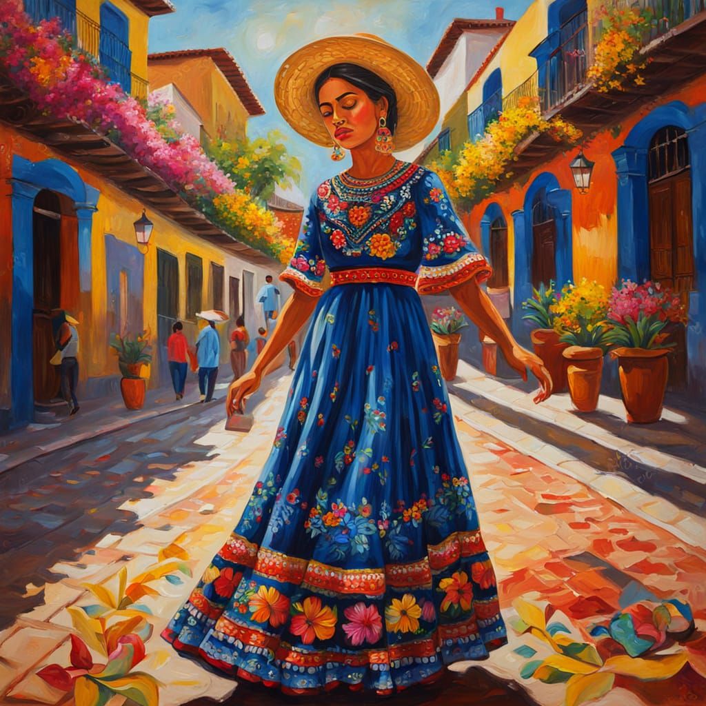 Woman in Santa Cruz de Triana: Latin American Folk Art