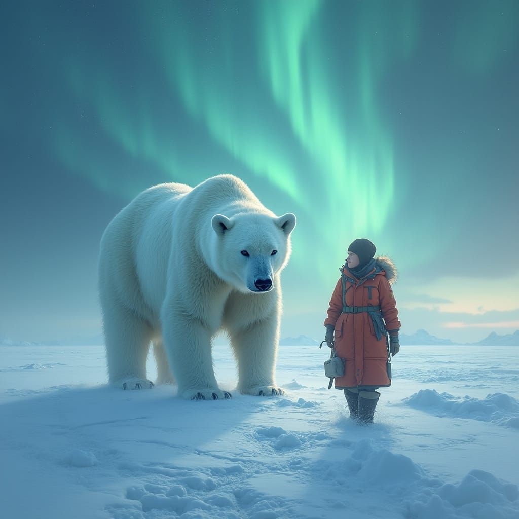 Resilient Maya Stands Against Arctic Expanse in Vibrant Colo...