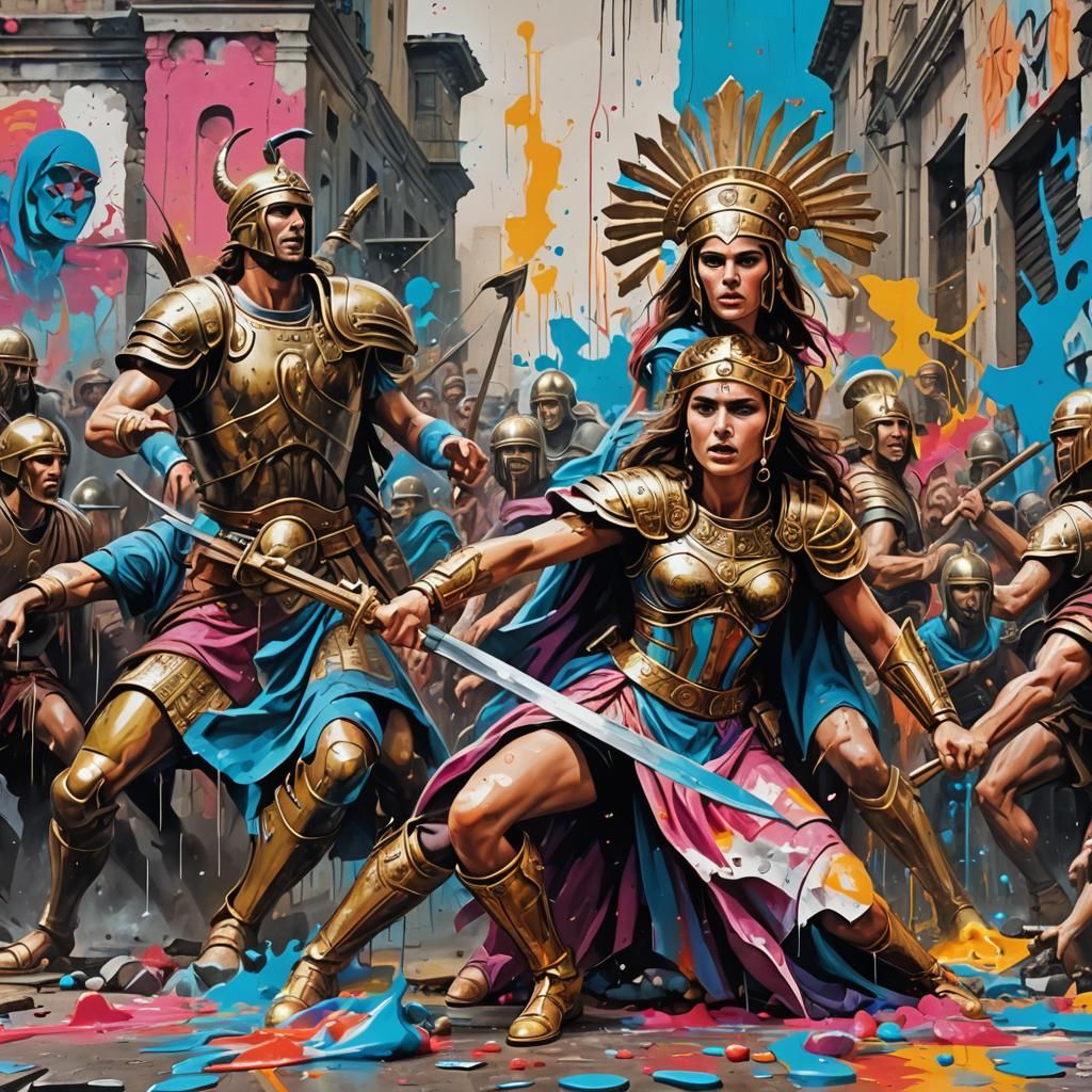 The Siege of Troy in Colorful Graffiti Art