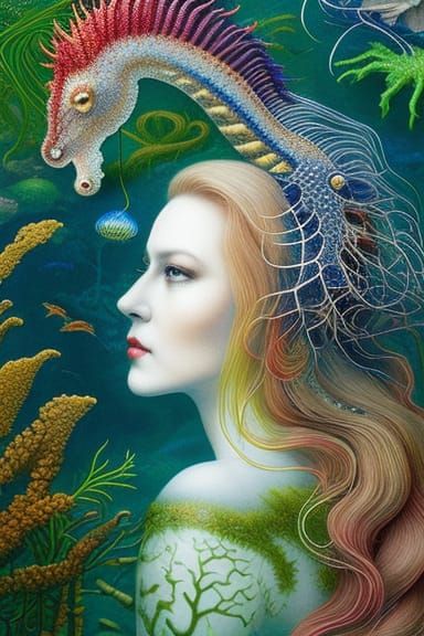 Seahorse-Human Hybrid in Mycelium Network