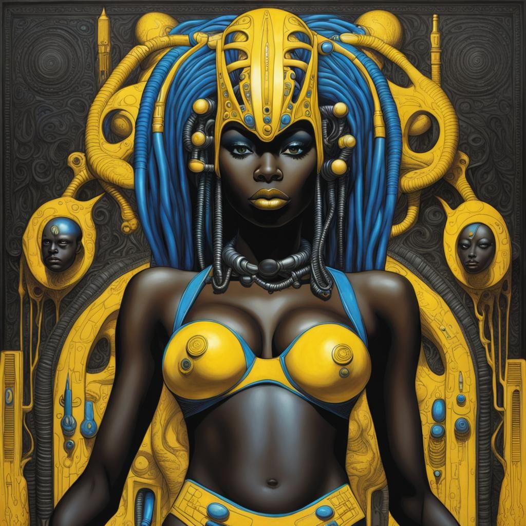 Futuristic Portrait of Black Beauty in Harlem Renaissance St...