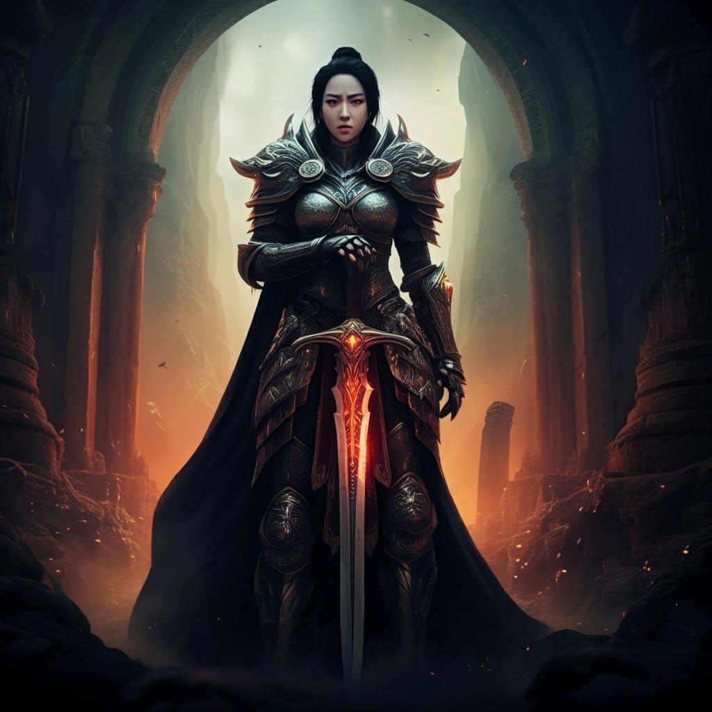 Brenda Song as a a fantasy warrior.