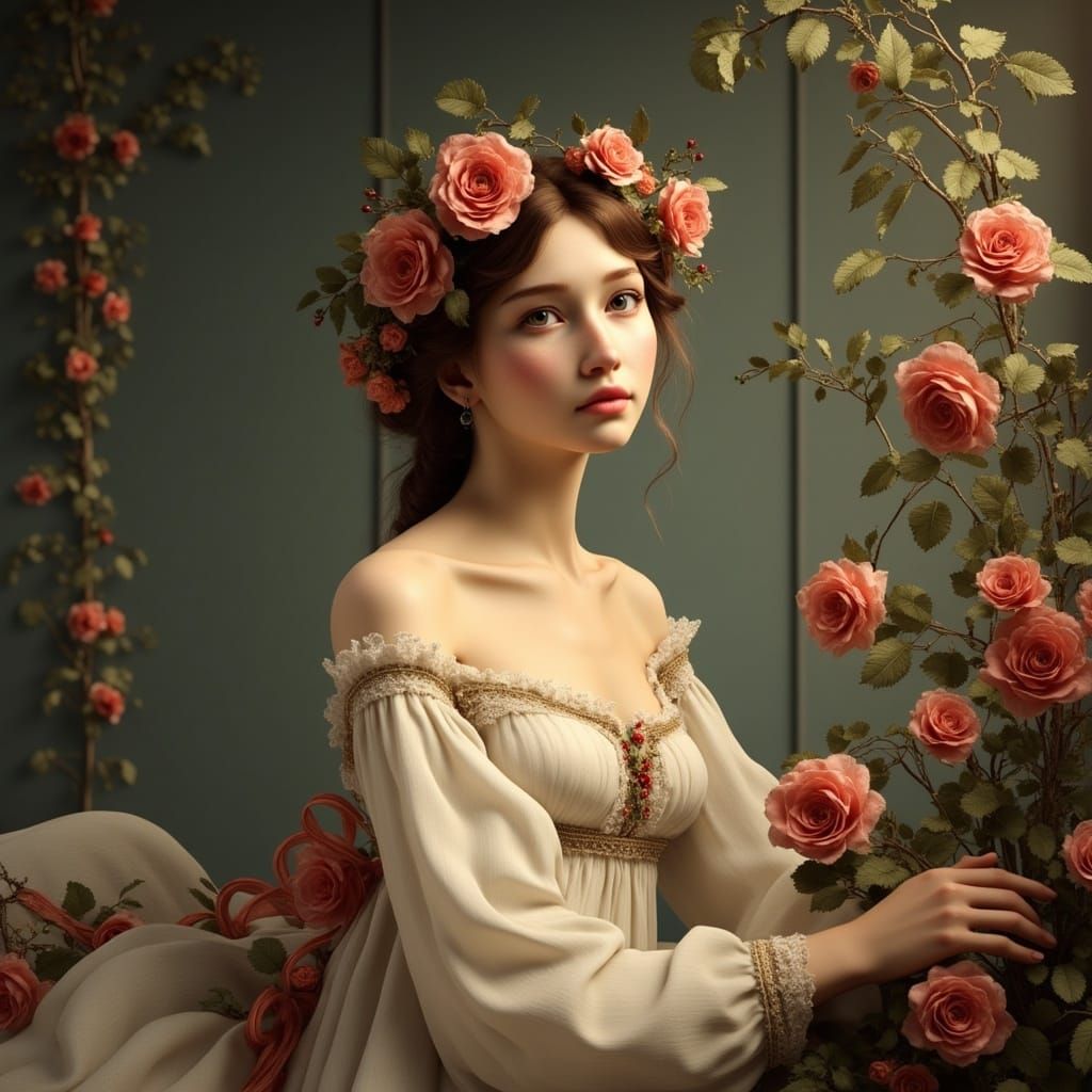 Regency Christmas Beauty in Whimsical Fantasy Style