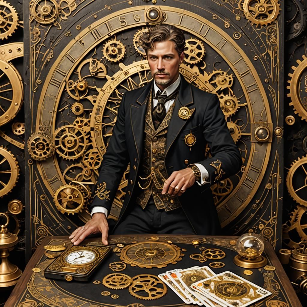 Steampunk Tarot Card: The Time Warden