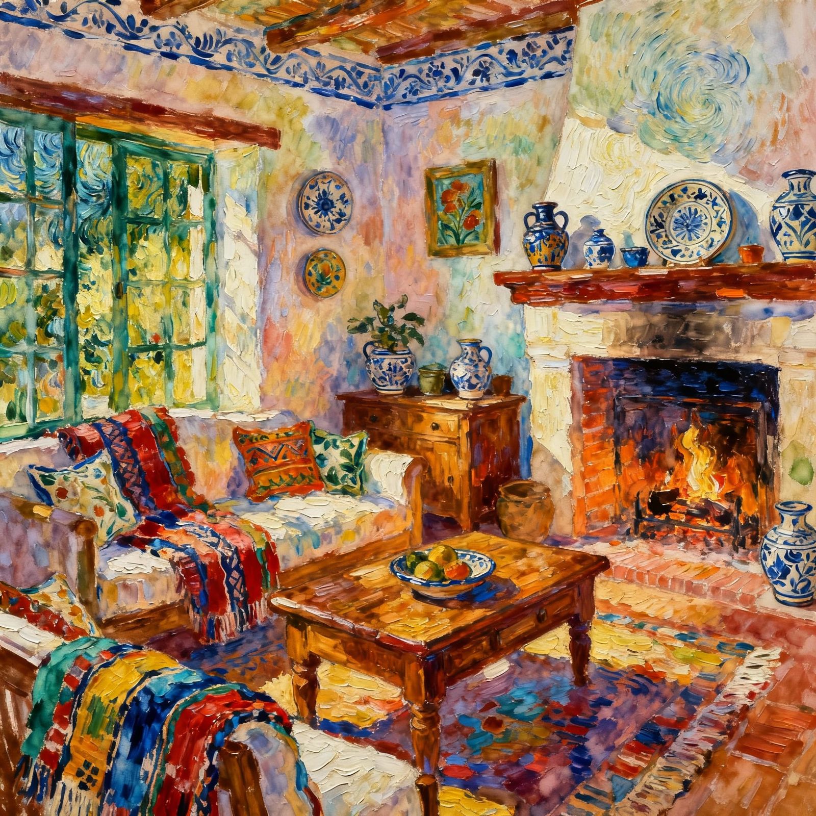 Cozy Mexican Living Room in Impressionist Style