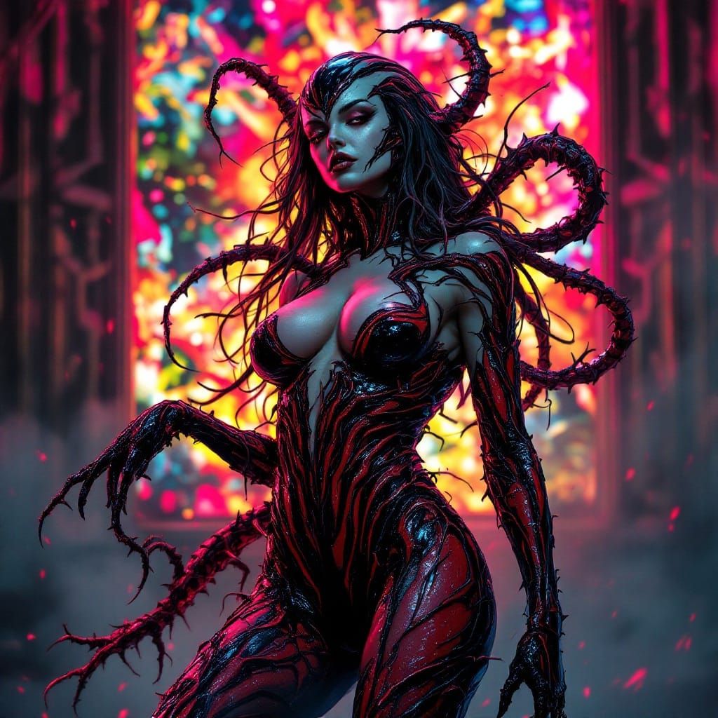 Hyperrealistic Female Carnage in Symbiote Costume