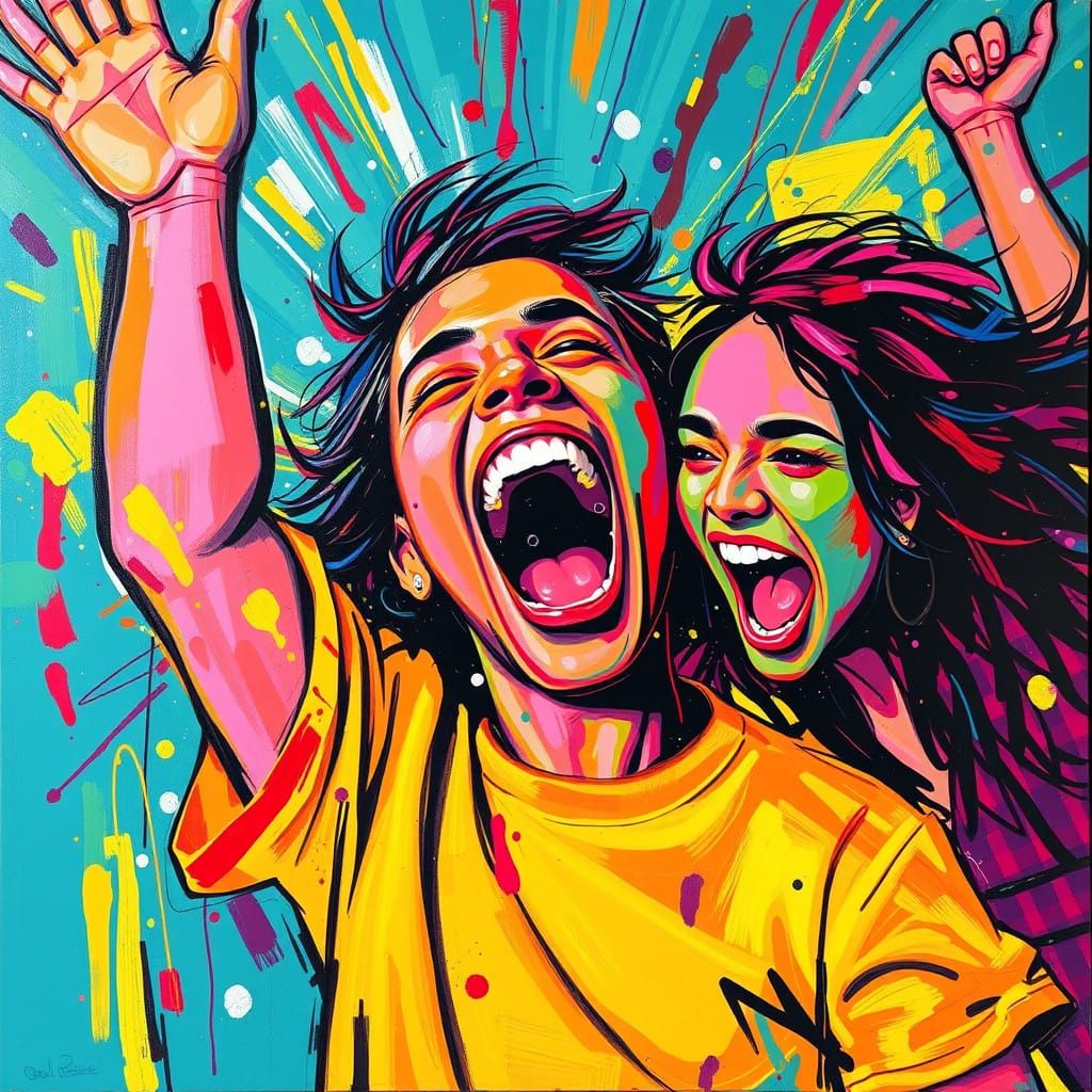 Vibrant Abstract Celebration in Neon Colors