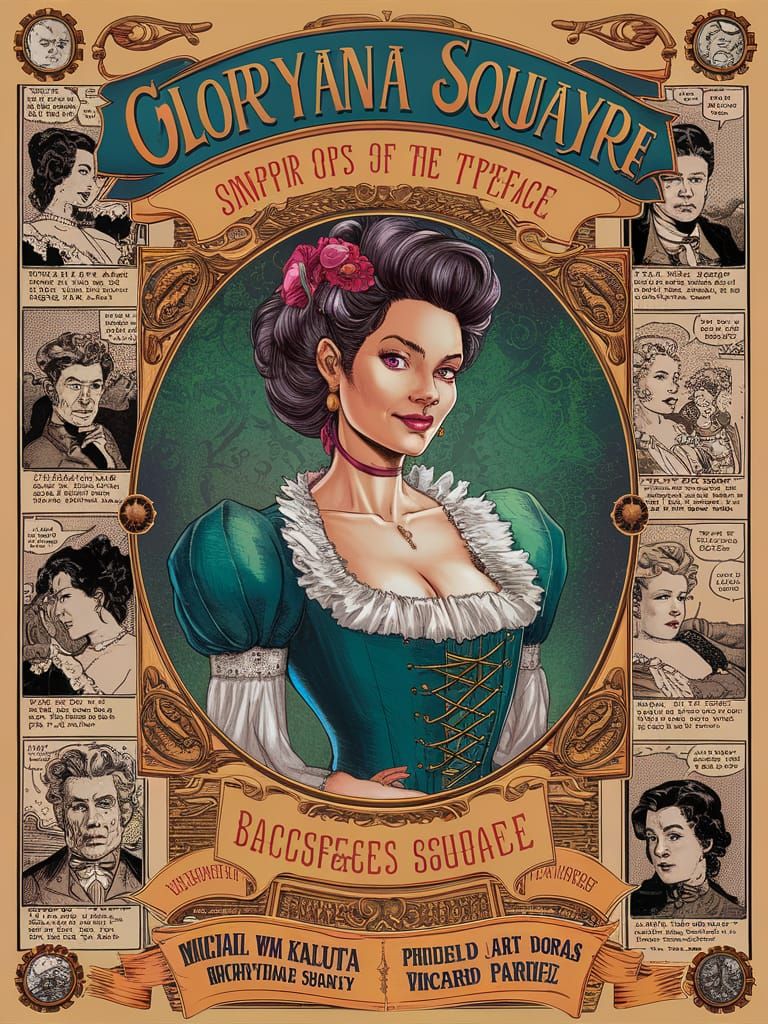 Gloryana Squayre Comic Book Cover in Mucha-esque Style