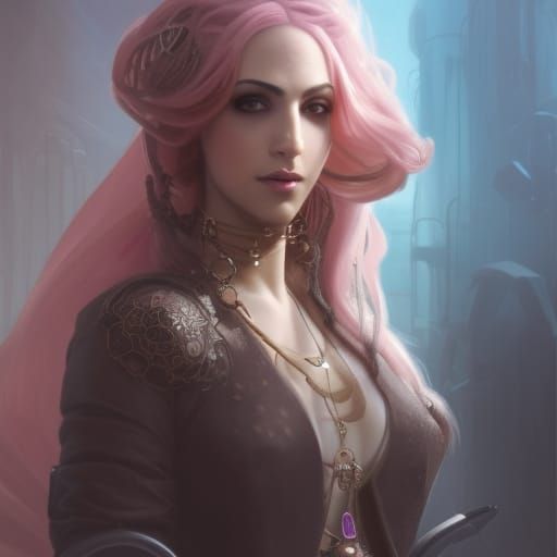 Steampunk Arab Woman Portrait with Mechanical Octopus