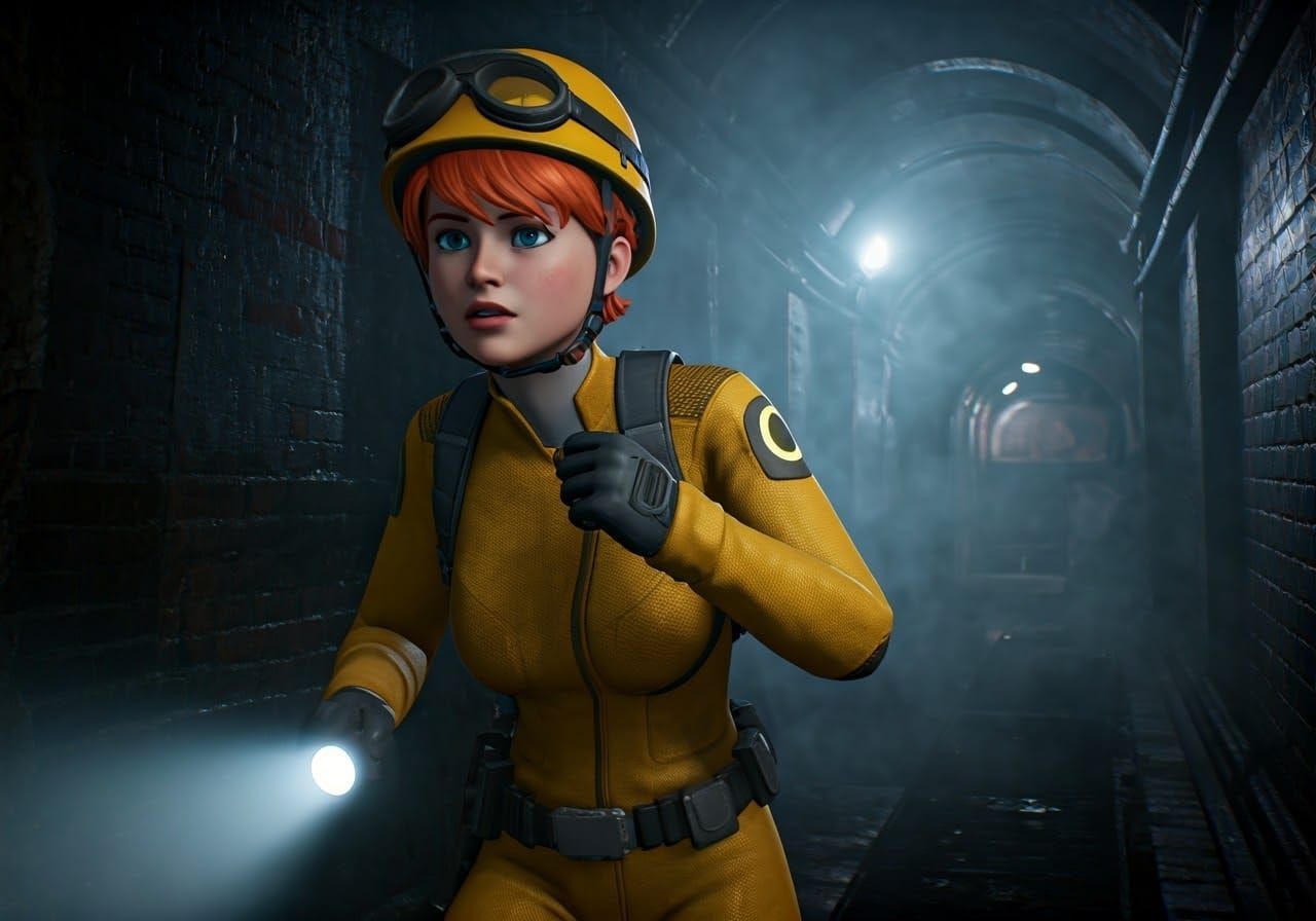 April O'Neil Explores Sewers in Anime Style