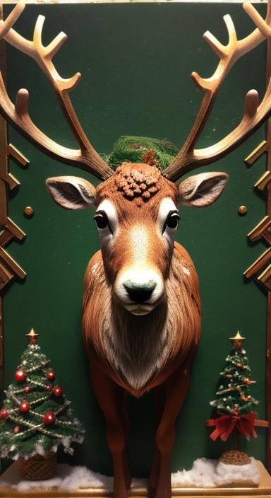 Surreal Organic Motherboard Reindeer, Dalí Style