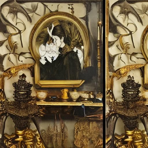 Macabre Vampire in Baroque Still Life