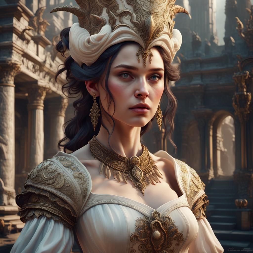 Ivory Girl: Detailed Matte Painting in Fantasy Style