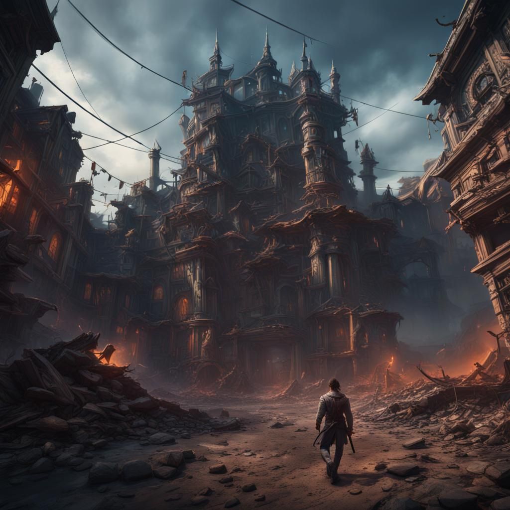 Detailed Matte Painting of Violent Criminal