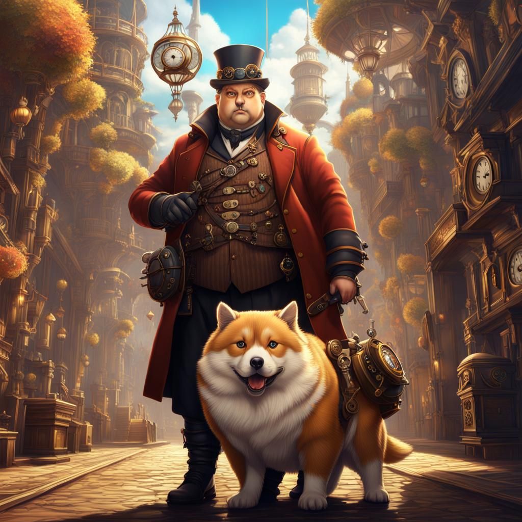 Steampunk Anime: Young Man with Animal Companion