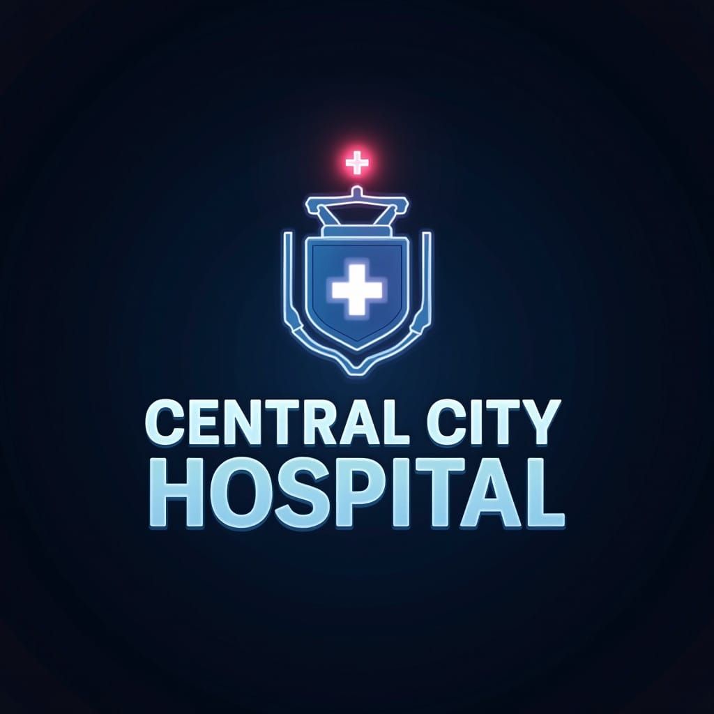 Sleek Modern Hospital Symbol with Integrated Red Cross