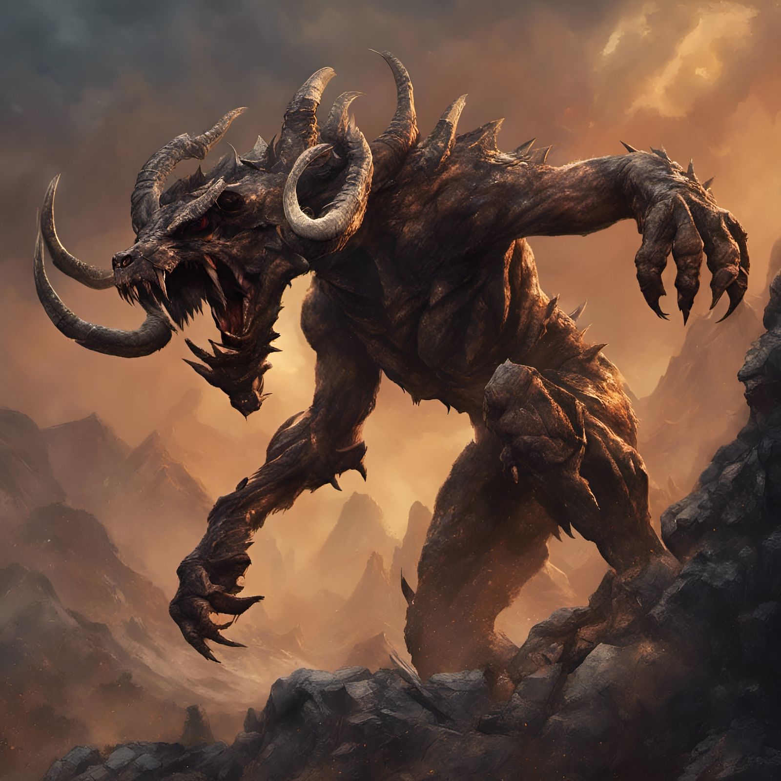 Hyperrealistic Deathclaw in Splash Art Style