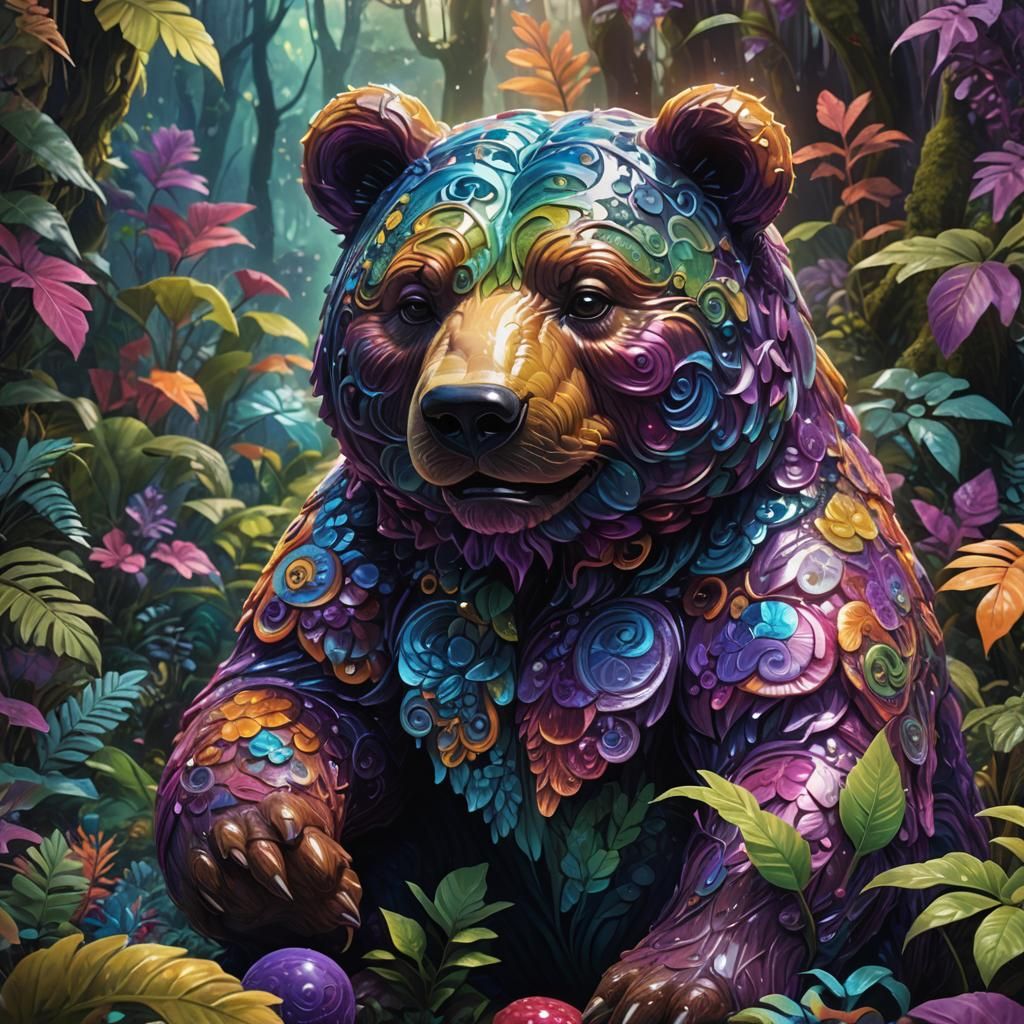 Giant Gummi Bear in Fantastical Jungle Concept Art
