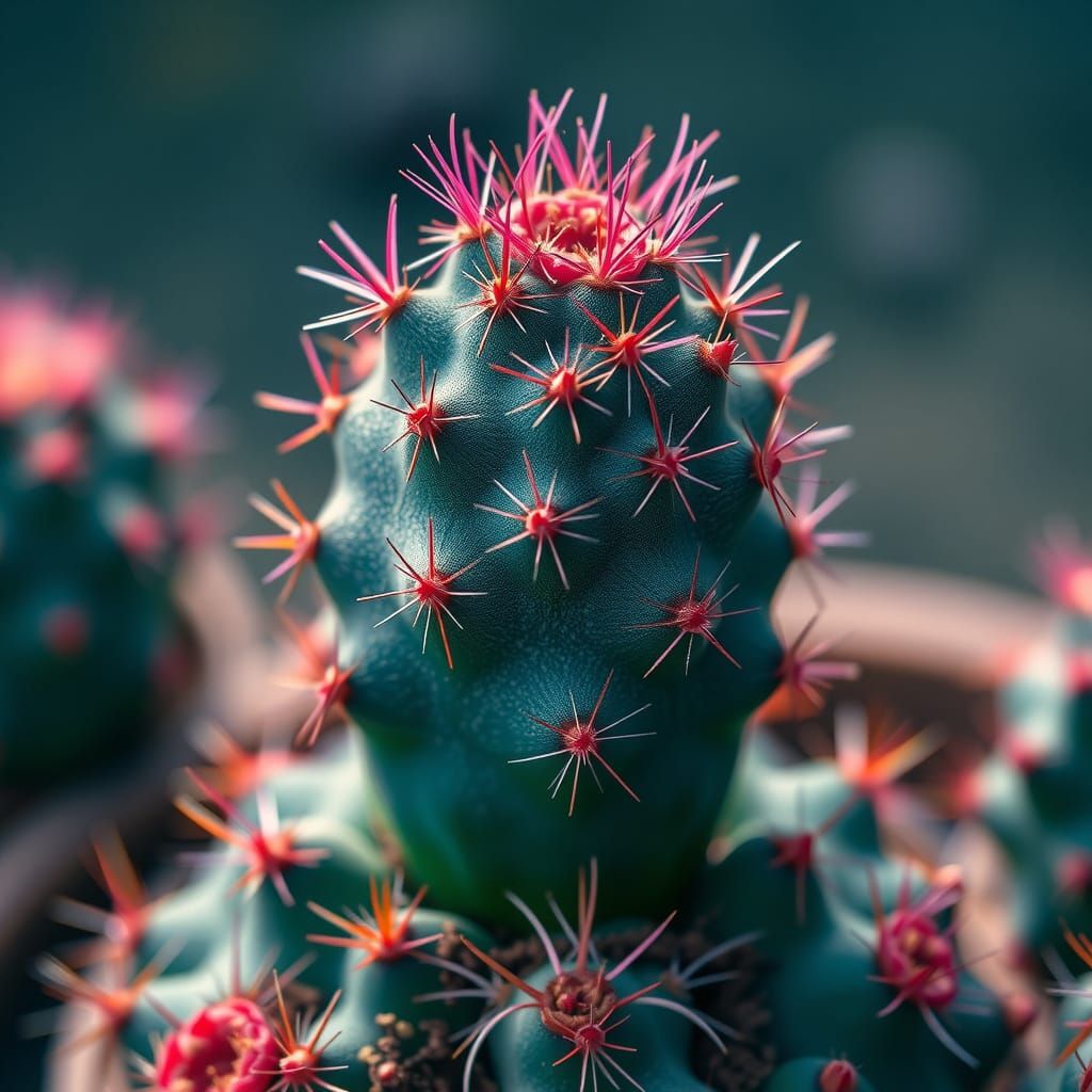 Vibrant Tiny Cactus Logo in Hyperrealistic Style