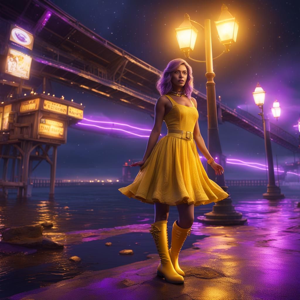 Stargirl in Yellow Dress on Daytona Beach