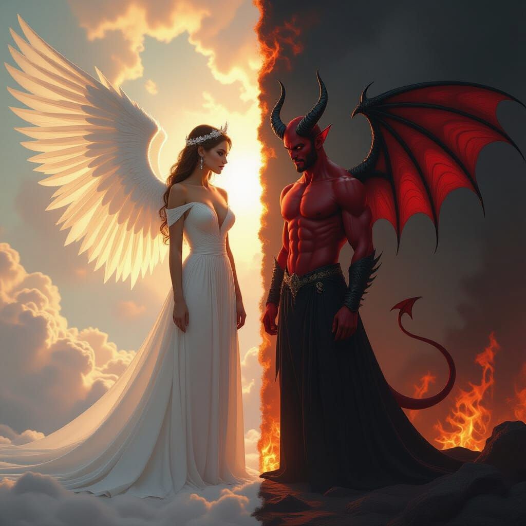 Angel and Devil: A Cinematic Study in Light and Shadow