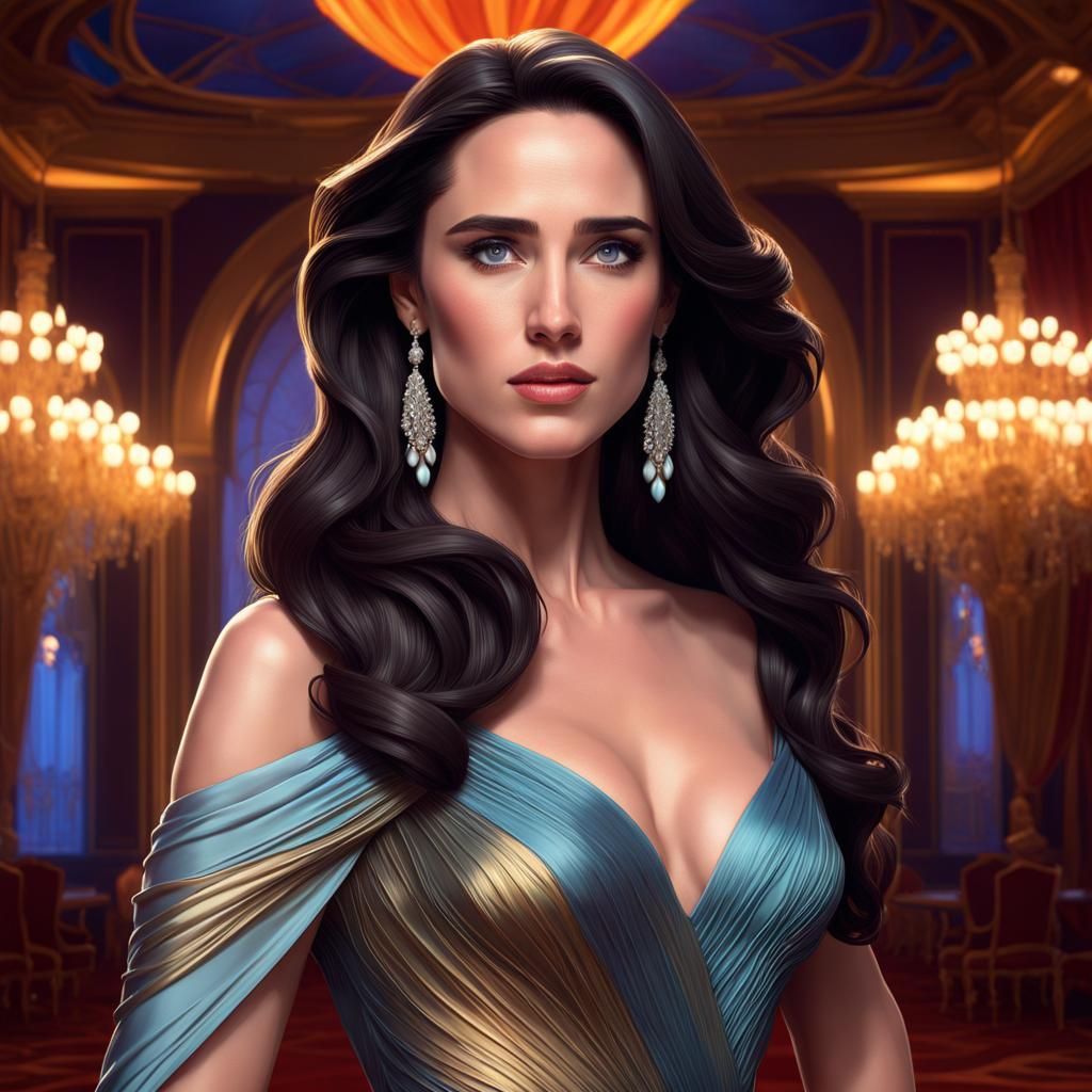 Jennifer Connelly Portrait in Disney Pixar Style