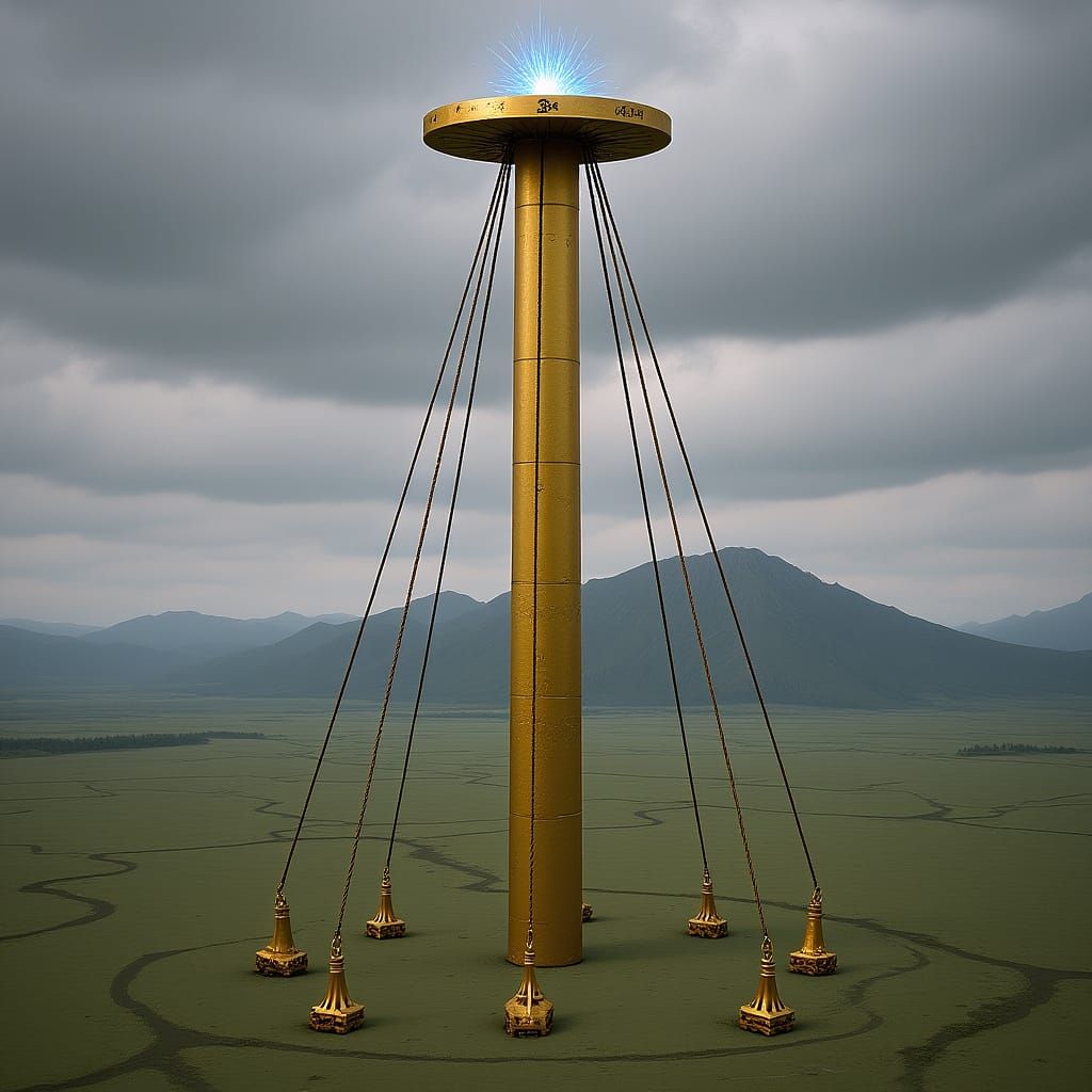 Medieval Golden Tower in Barren World